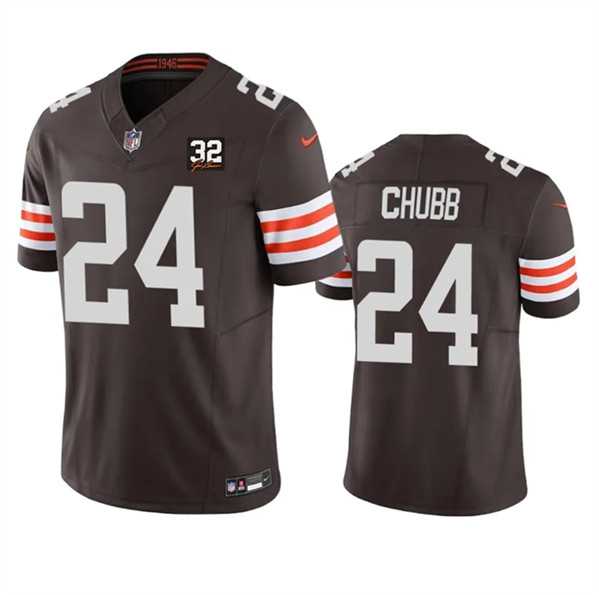 Men & Women & Youth Cleveland Browns #24 Nick Chubb Brown 2023 F.U.S.E. With Jim Brown Memorial Patch Vapor Untouchable Limited Stitched Jersey